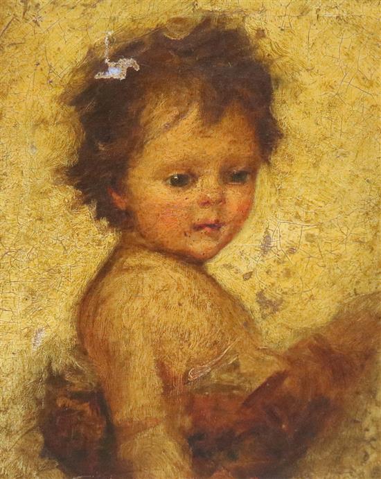 Attributed to Henry Yeend King, oil on canvas, a young child or cherub, 33 x 27cm